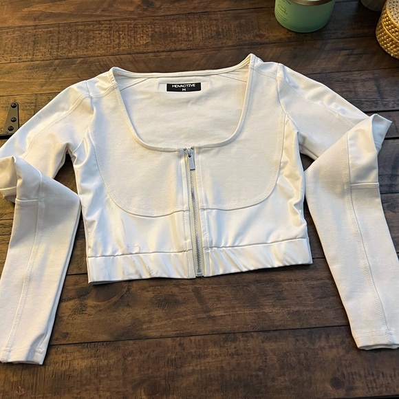 Maniere De Voir Jackets & Blazers - Maniere de Voir Cropped cotton and vegan leather bodycon jacket